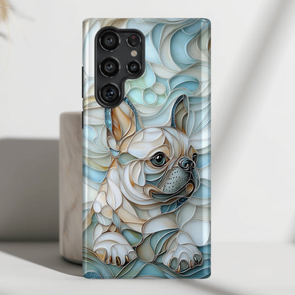 Frenchie Puppy Stained Glass Art Design Phone Case for Galaxy S series Phones