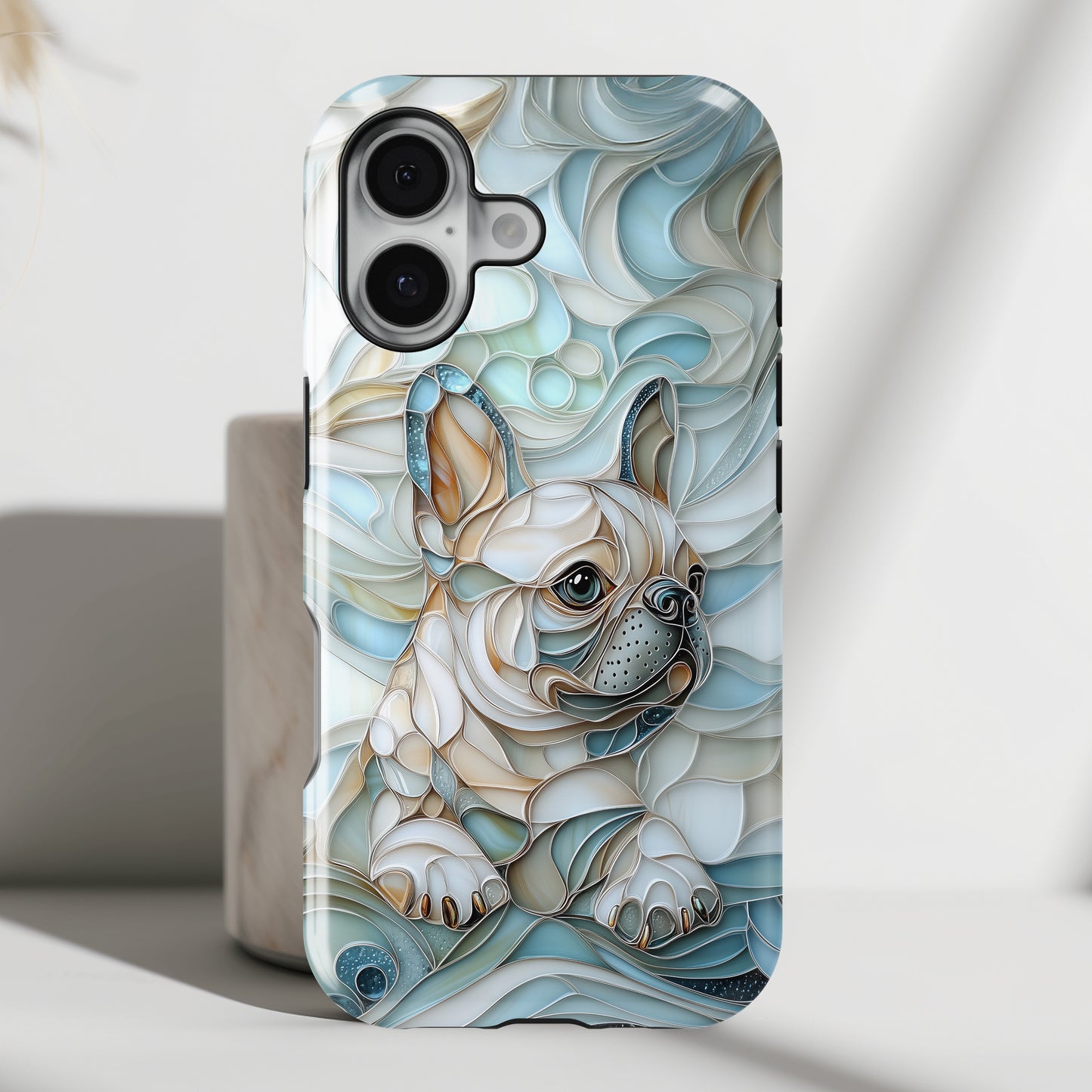 Frenchie Puppy Stained Glass Art iPhone Case