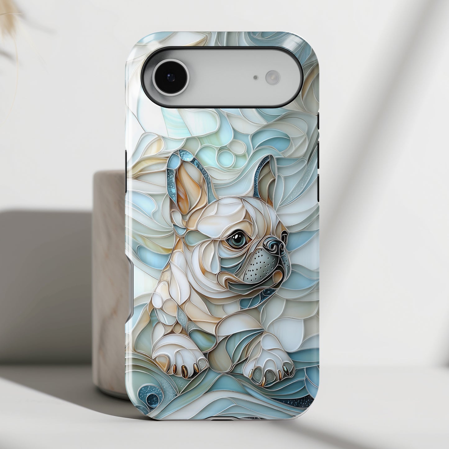 Frenchie Puppy Stained Glass Art iPhone Case