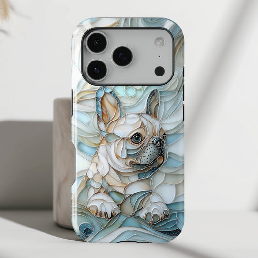 Frenchie Puppy Stained Glass Art iPhone Case