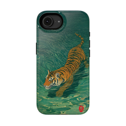 The Emerald Swirl – Ukiyo-e Tiger Design iPhone Case