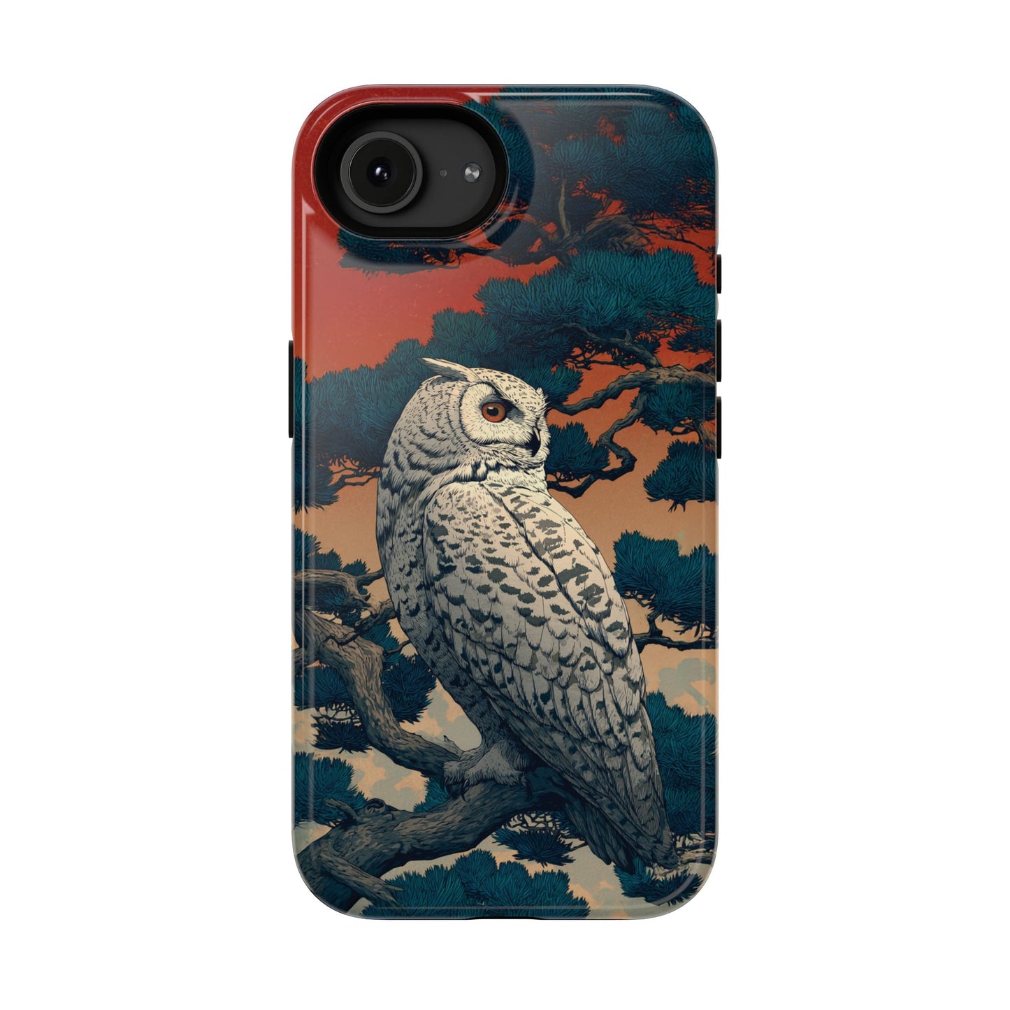 The Sunset Pine – Ukiyo-e Owl Design iPhone Case