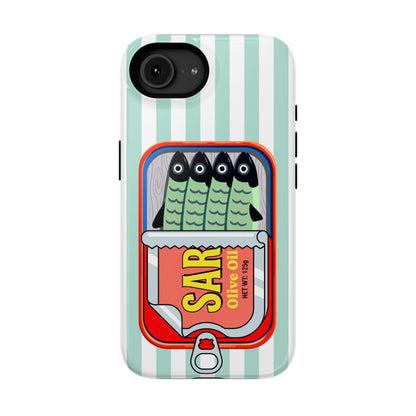 The Vintage Sardine Tin – Pop-Art Striped Design iPhone Case (Mint)