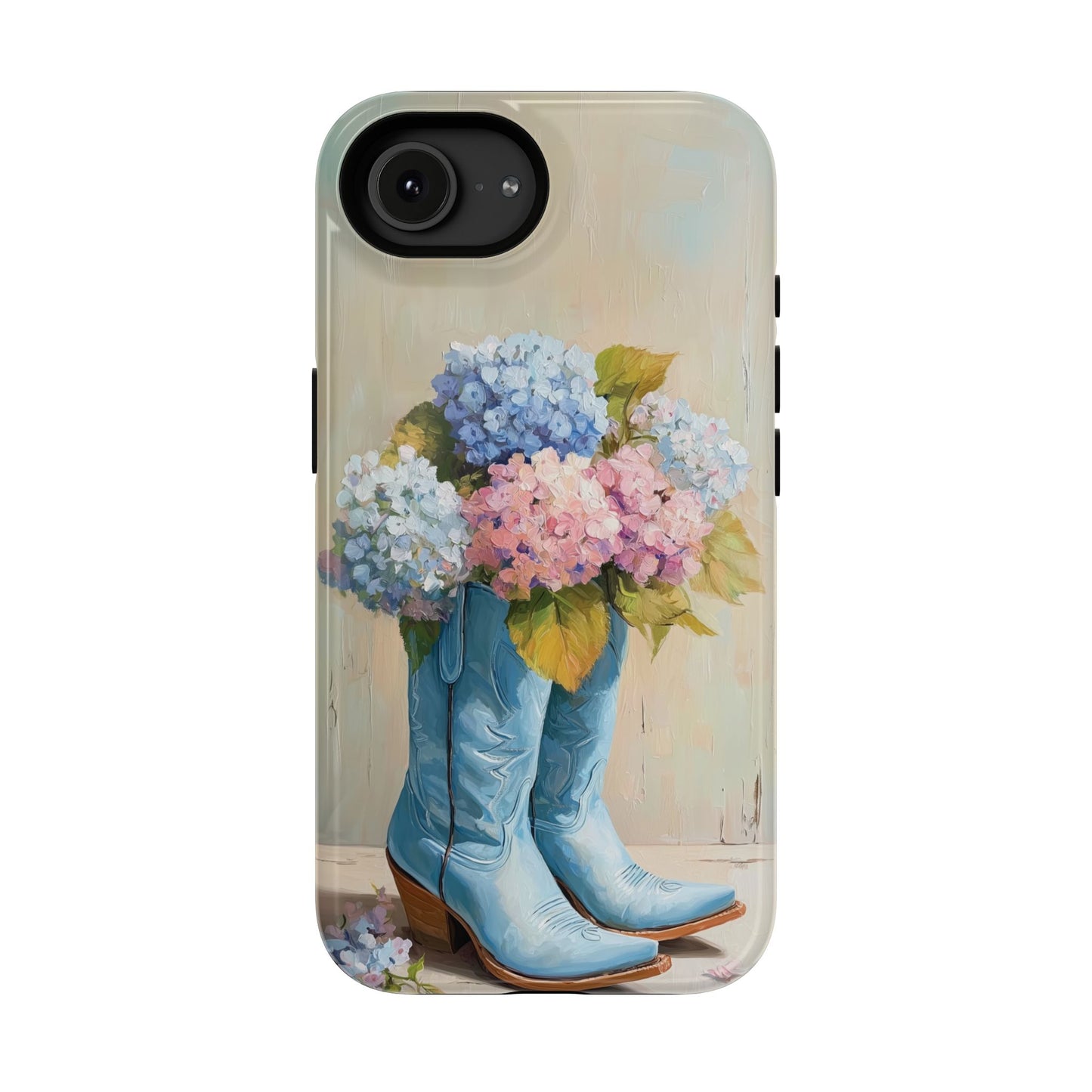 The Country Coquette – Impasto Boot & Hydrangea Design iPhone Case