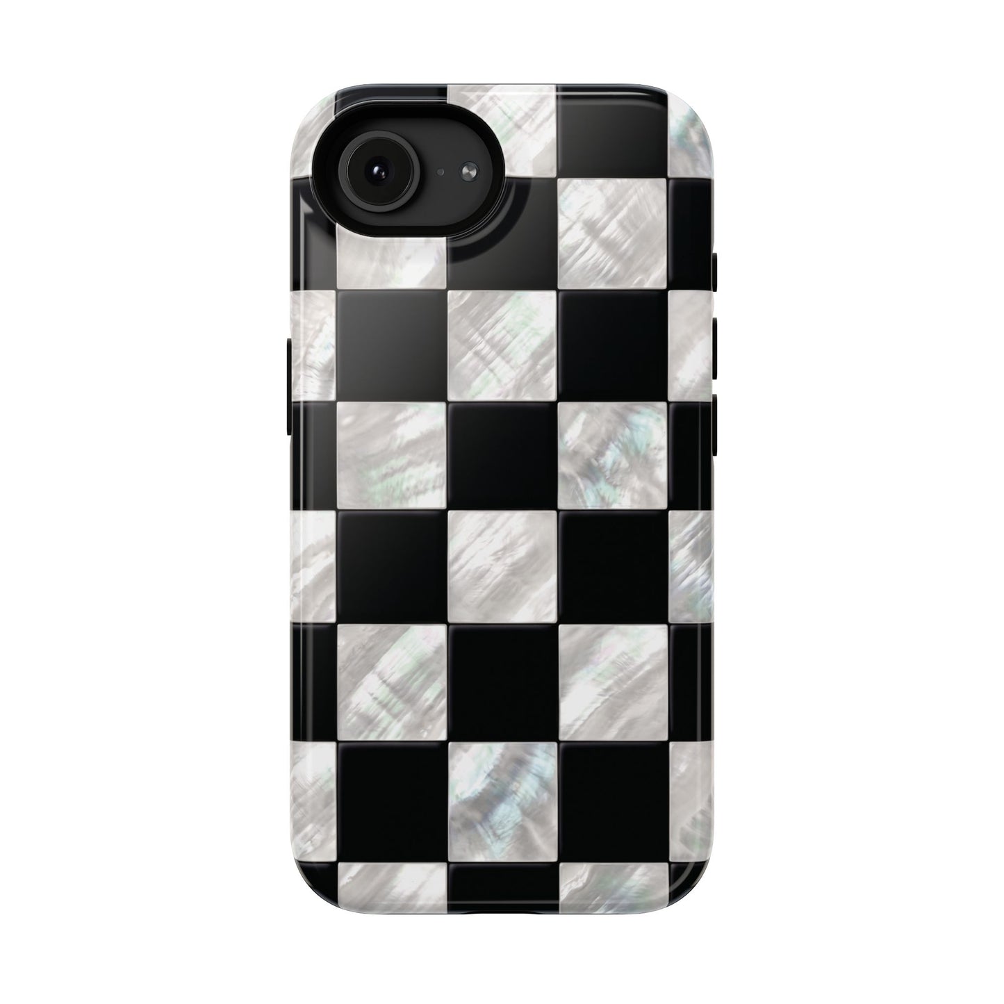 The Midnight Pearl – Inlaid Checkerboard Design iPhone Case