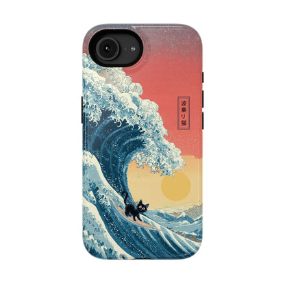 The Wave-Riding Neko – Sunset Surfer Case Design iPhone Case