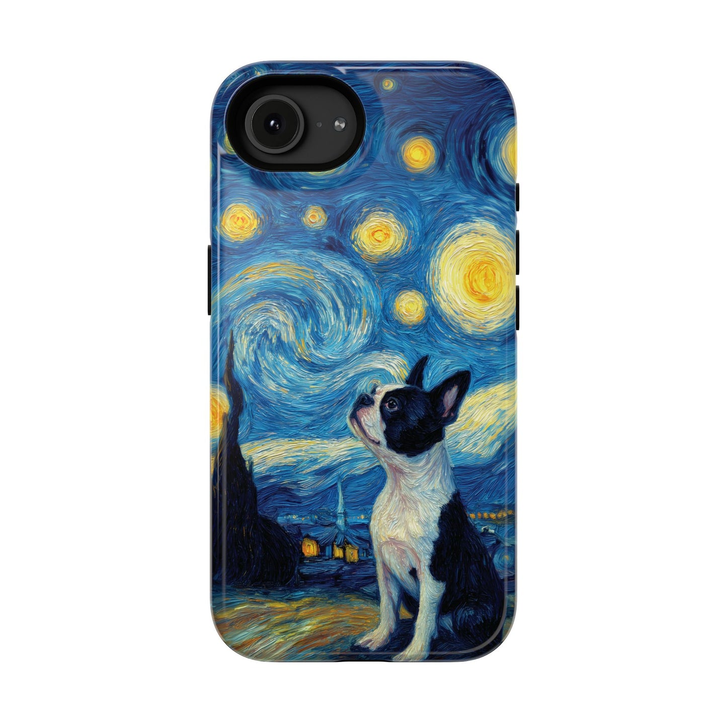 Barky Night (Boston Terrier) Design iPhone Case