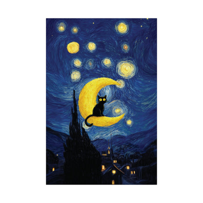 The Starry Night Feline – Fine Art Parody Design Wall Art