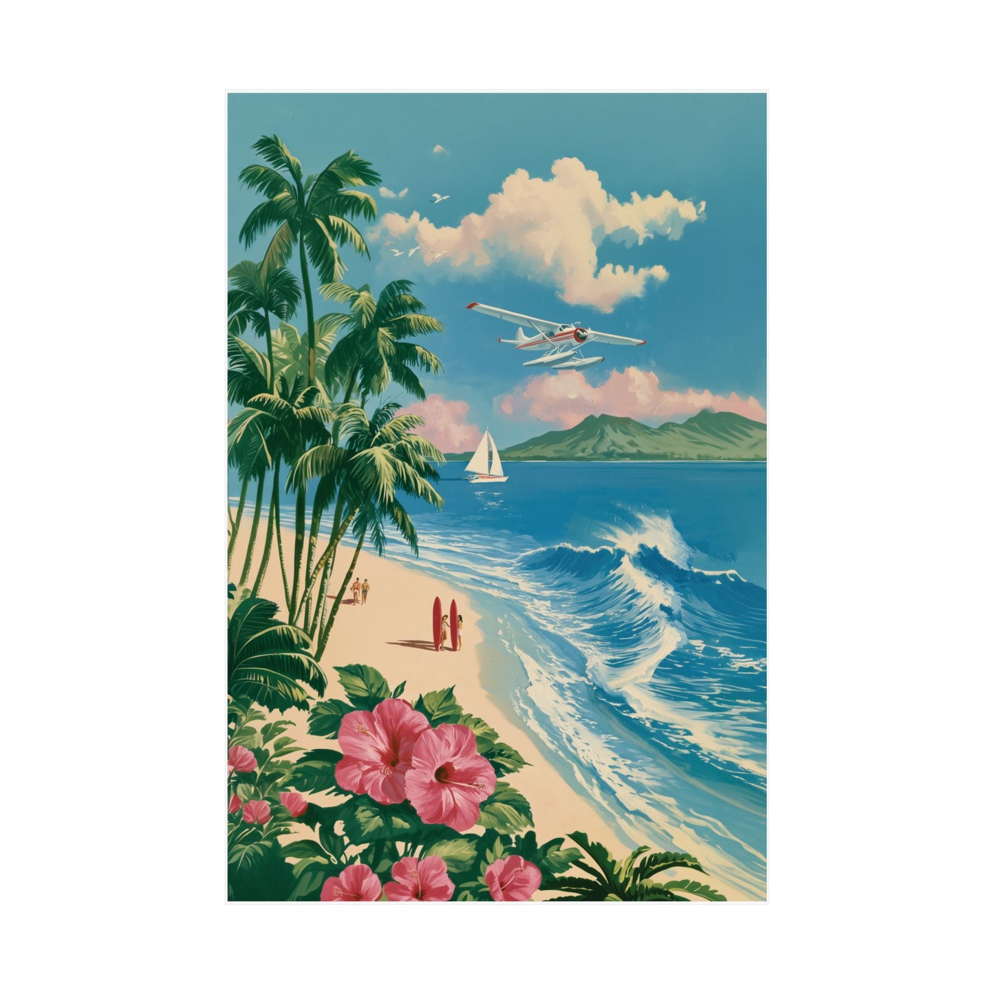 The Retro Paradise – Vintage Travel Poster Design Wall Art
