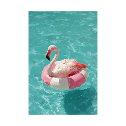 Out of Office Mode - The Poolside Flamingo Impressionist Summer Design Wall Art