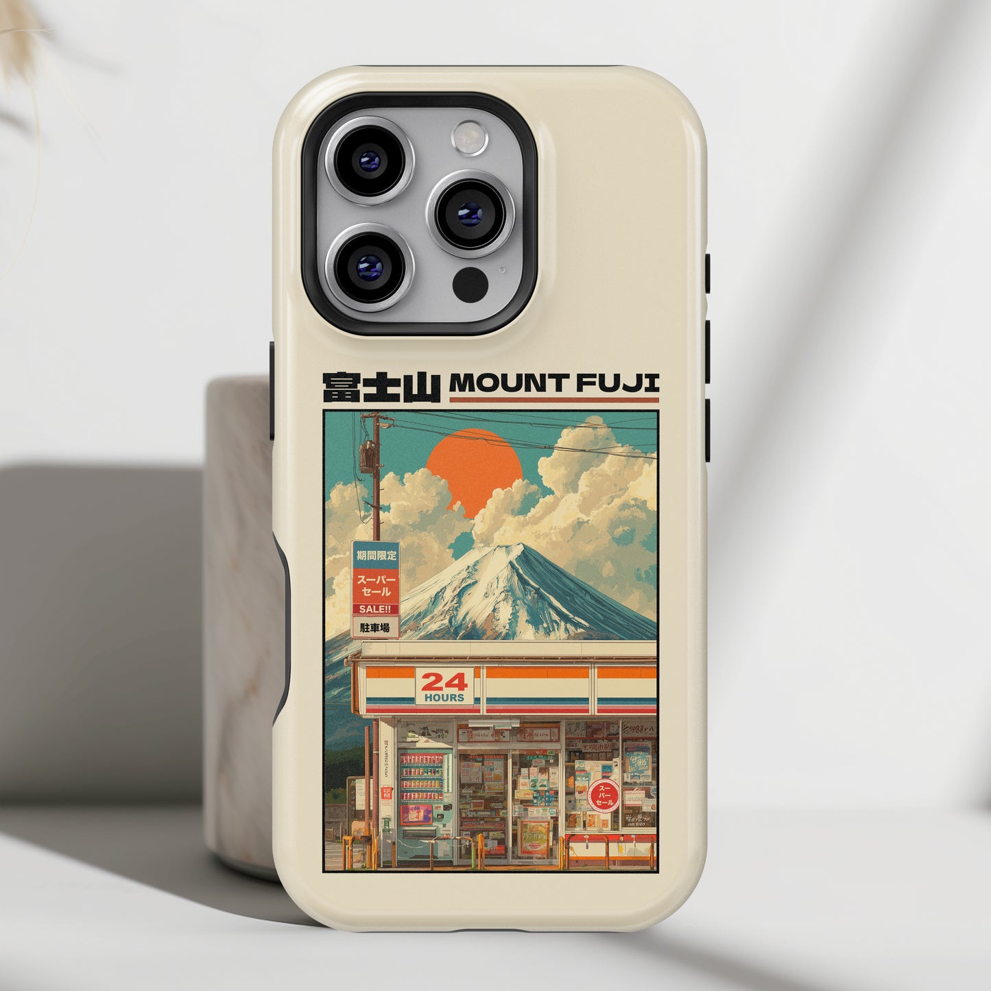 Fuji Golden Hour – Retro Anime Design iPhone Case