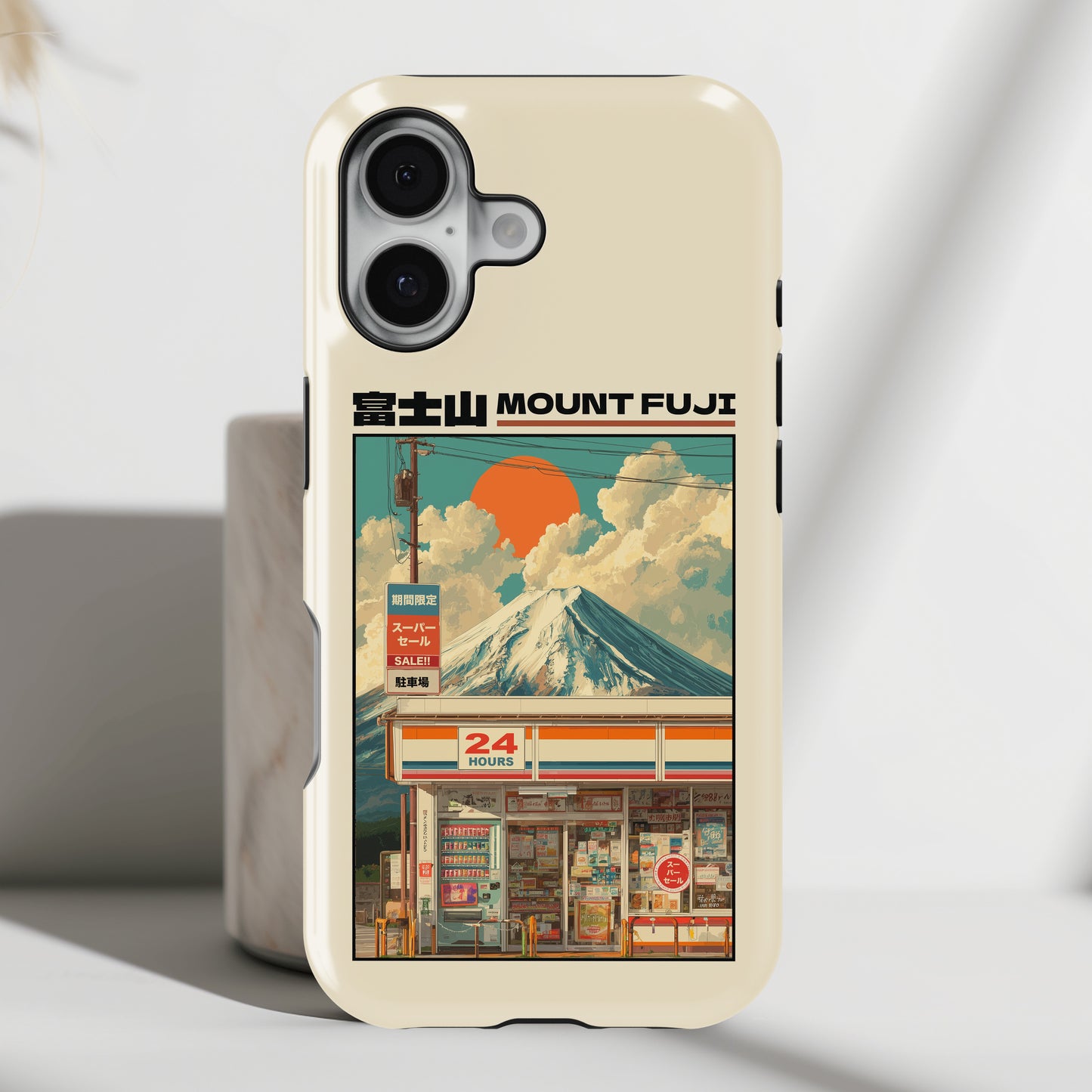 Fuji Golden Hour – Retro Anime Design iPhone Case