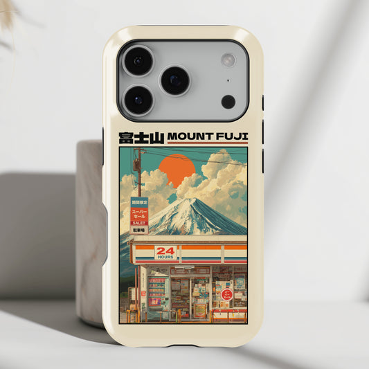 Fuji Golden Hour – Retro Anime Design iPhone Case