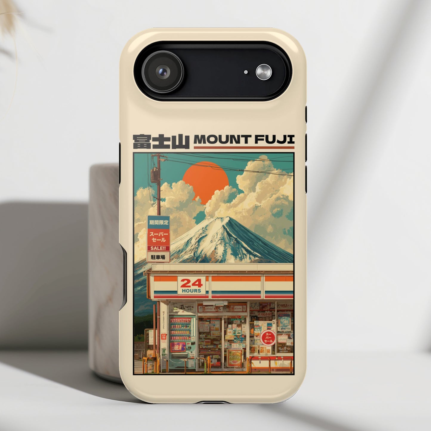 Fuji Golden Hour – Retro Anime Design iPhone Case