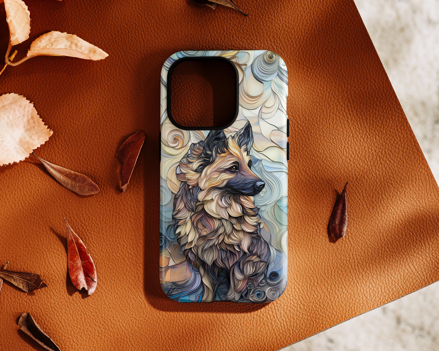 German Shepherd Stained Glass Design iPhone Case