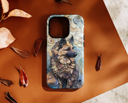 German Shepherd Stained Glass Design iPhone Case
