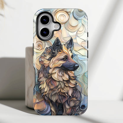 German Shepherd Stained Glass Design iPhone Case