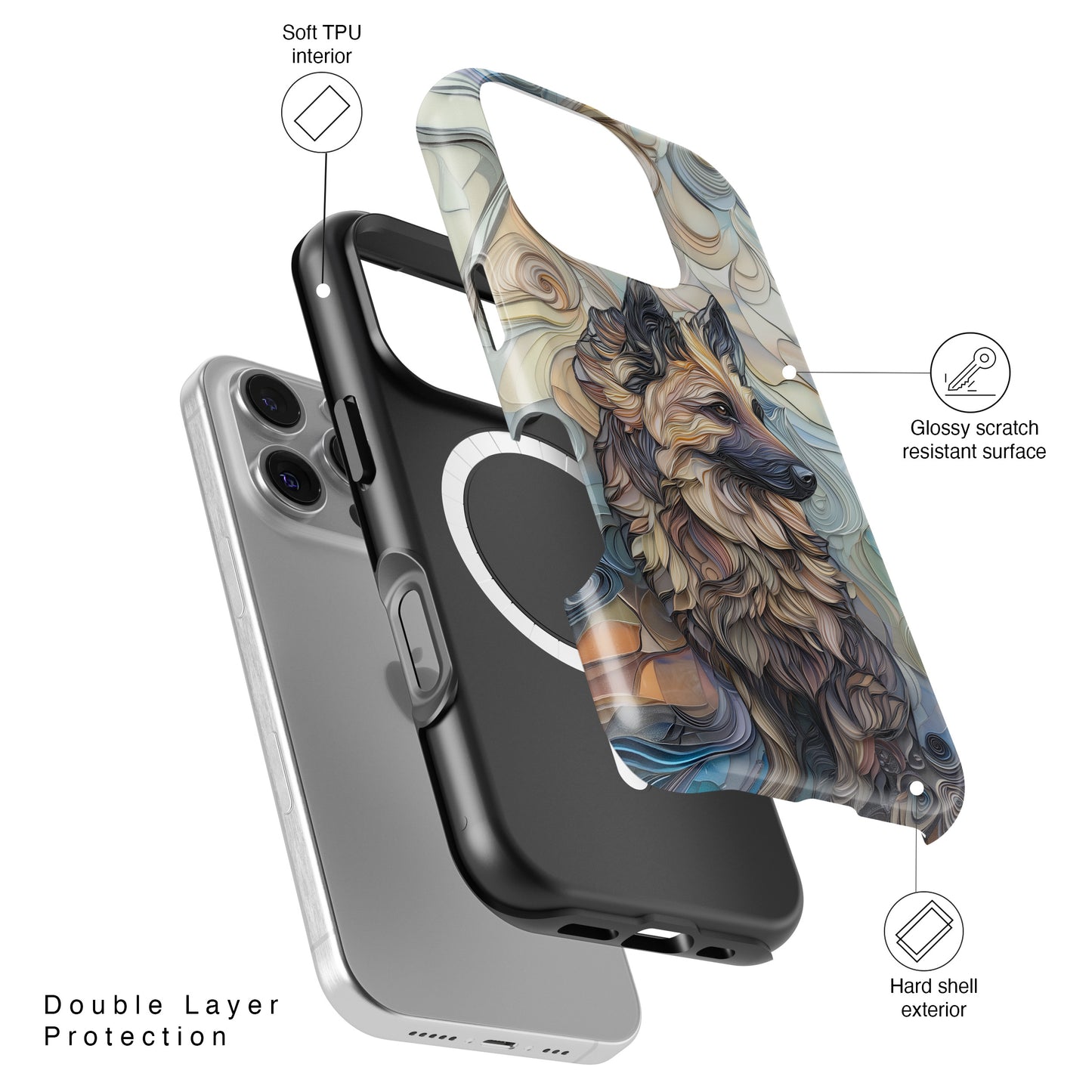 German Shepherd Stained Glass Design iPhone Case