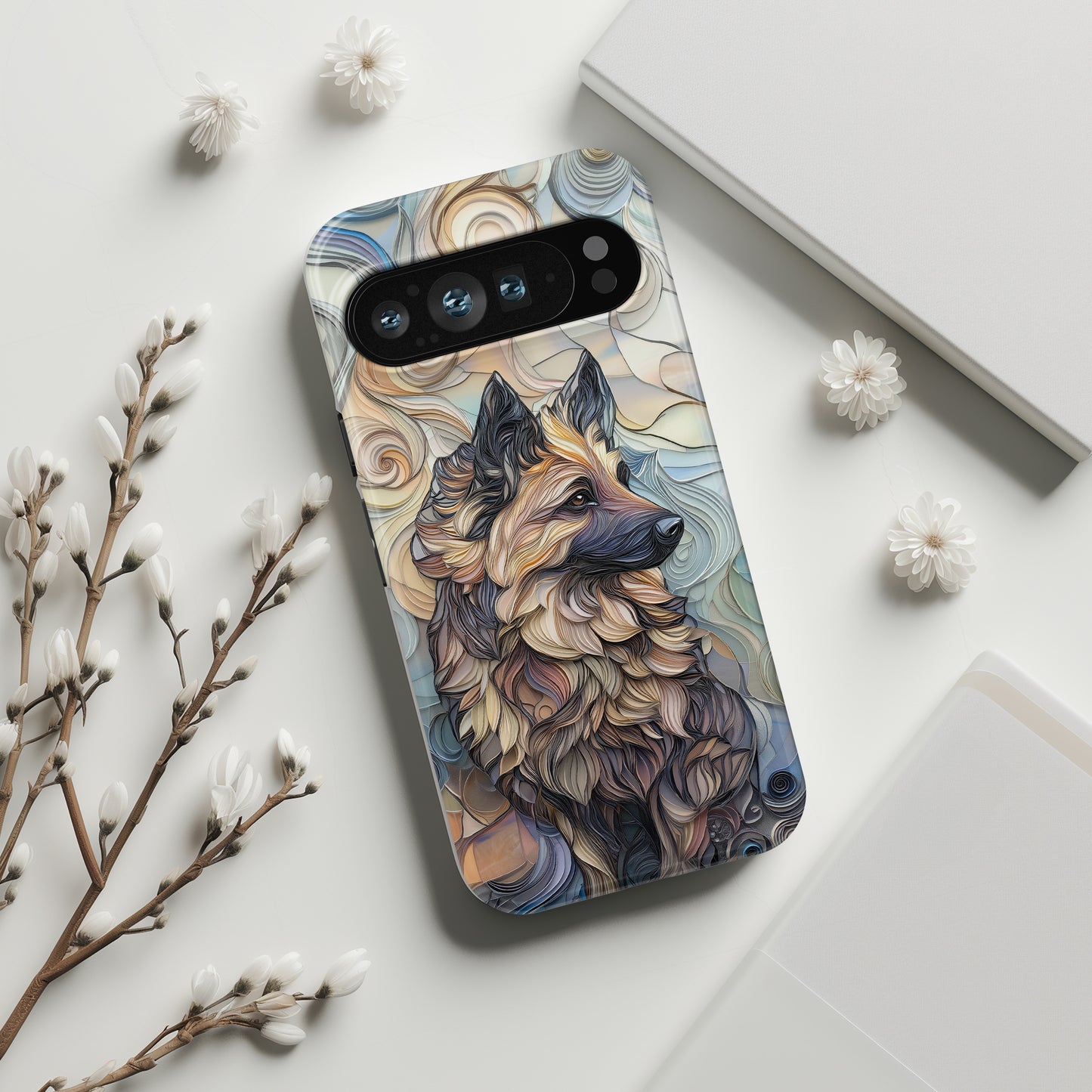 German Shepherd Stained Glass Design Phone Case for Google Pixel