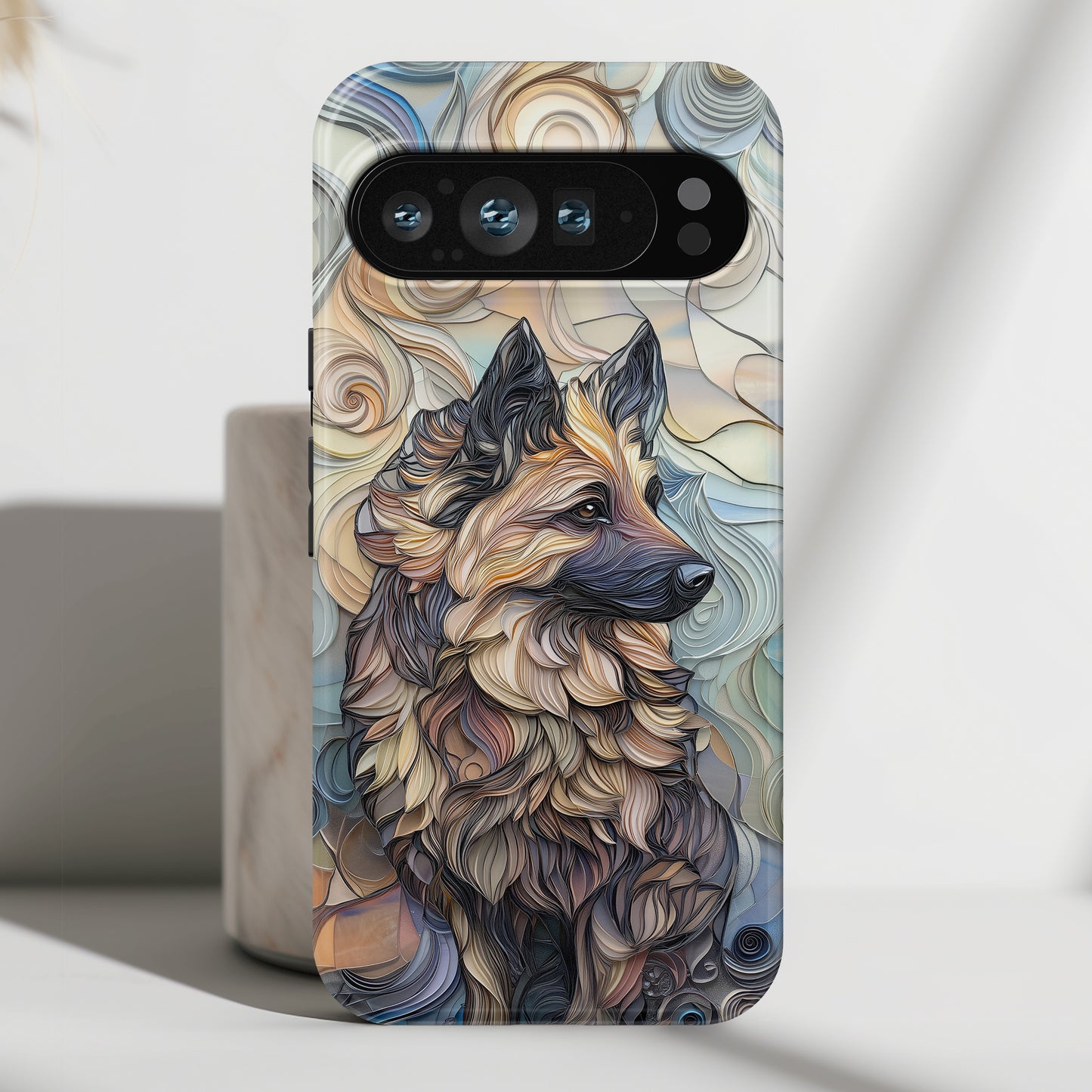 German Shepherd Stained Glass Design Phone Case for Google Pixel
