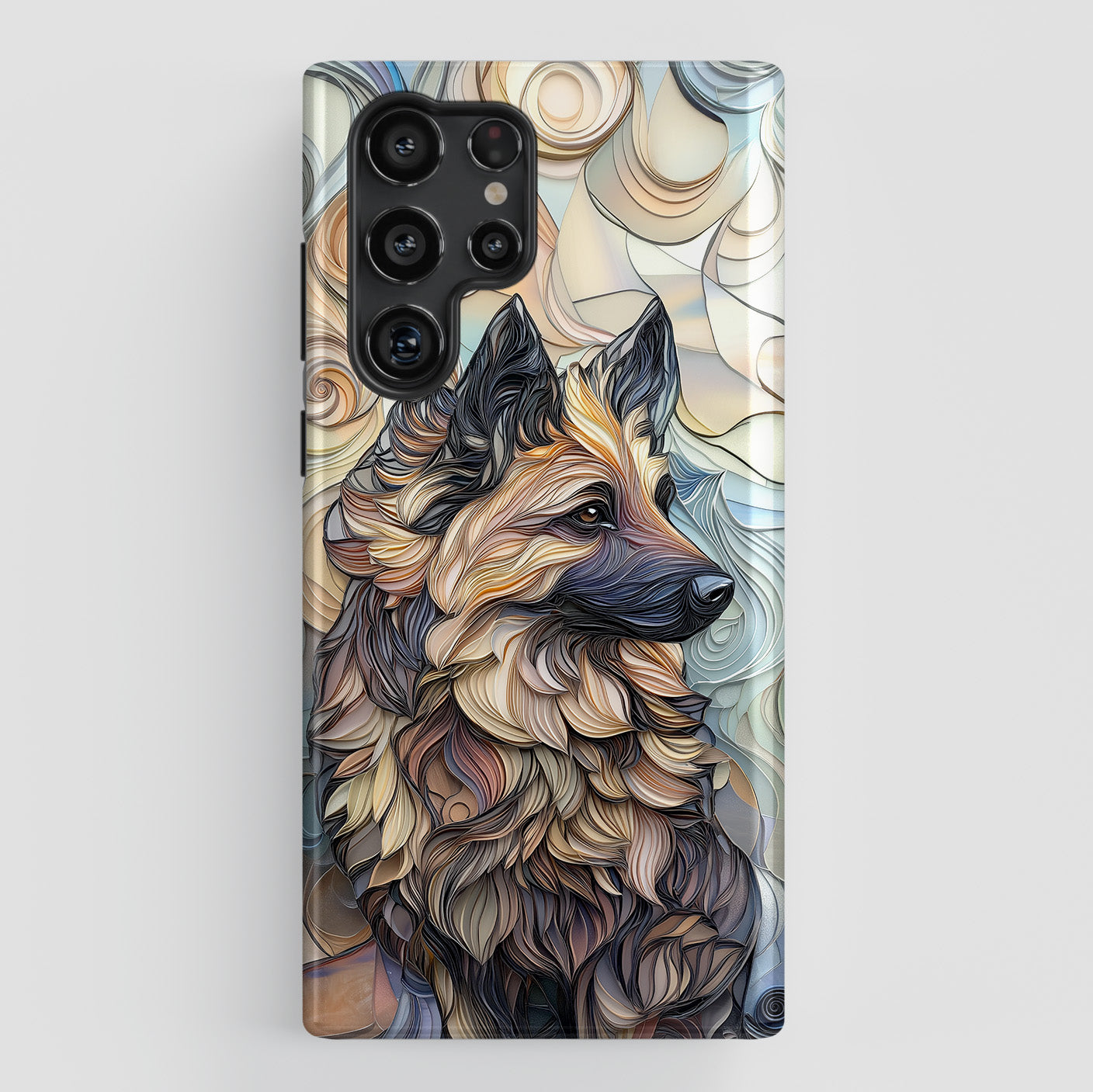 German Shepherd Stained Glass Design Phone Case for Galaxy S series Phones