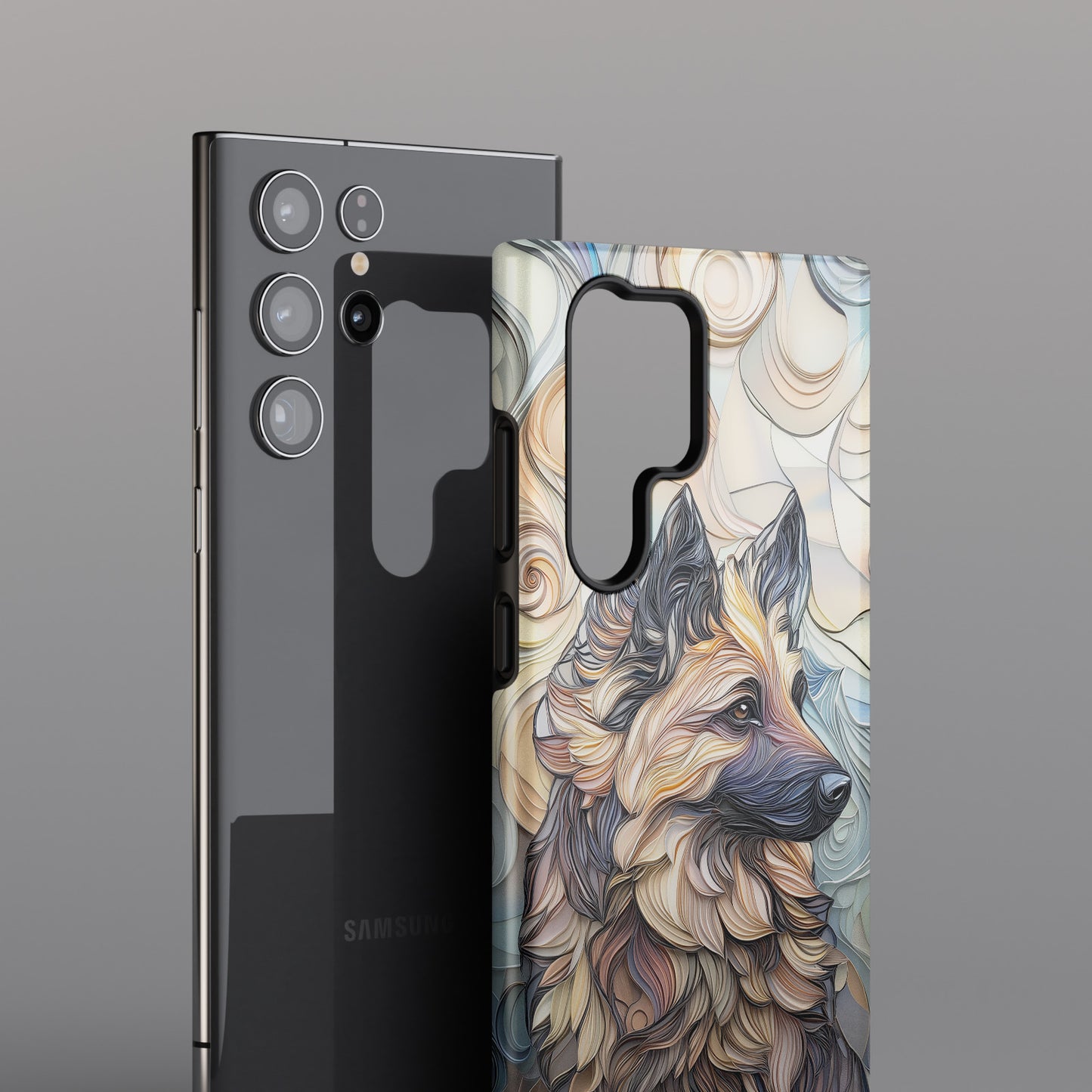 German Shepherd Stained Glass Design Phone Case for Galaxy S series Phones