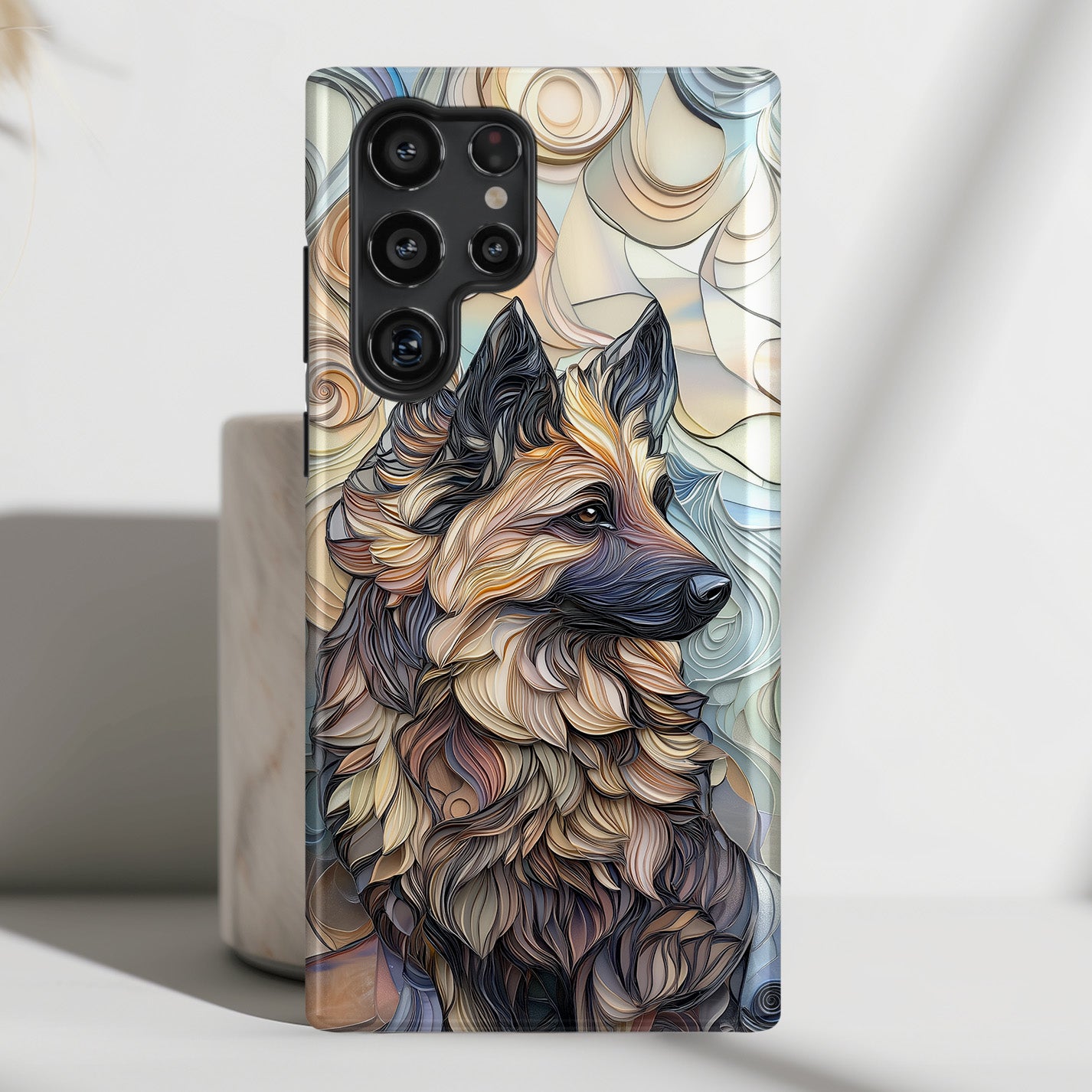 German Shepherd Stained Glass Design Phone Case for Galaxy S series Phones