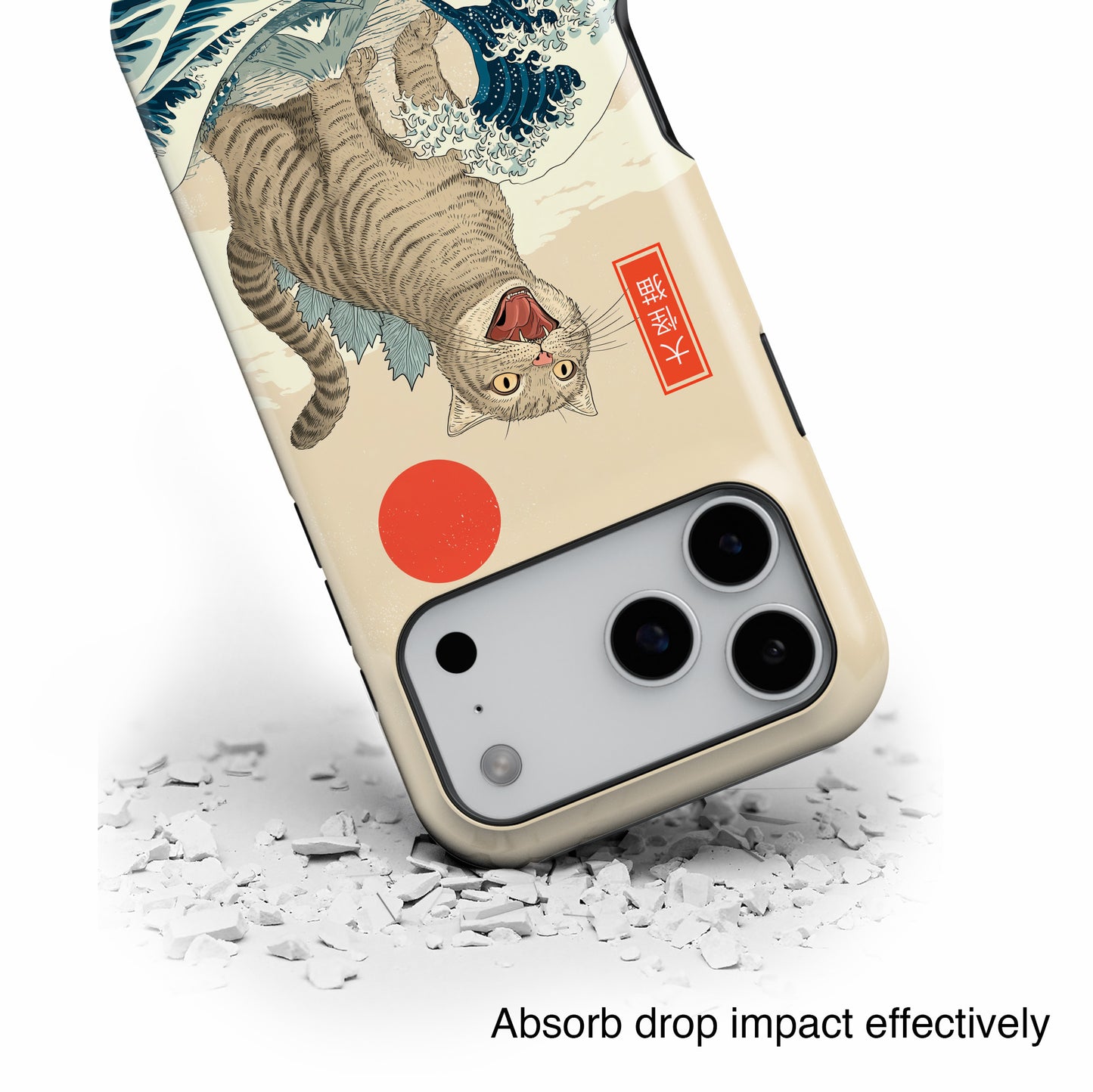 The Roaring Neko – Ukiyo-e Parody Design iPhone Case