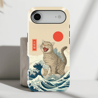 The Roaring Neko – Ukiyo-e Parody Design iPhone Case