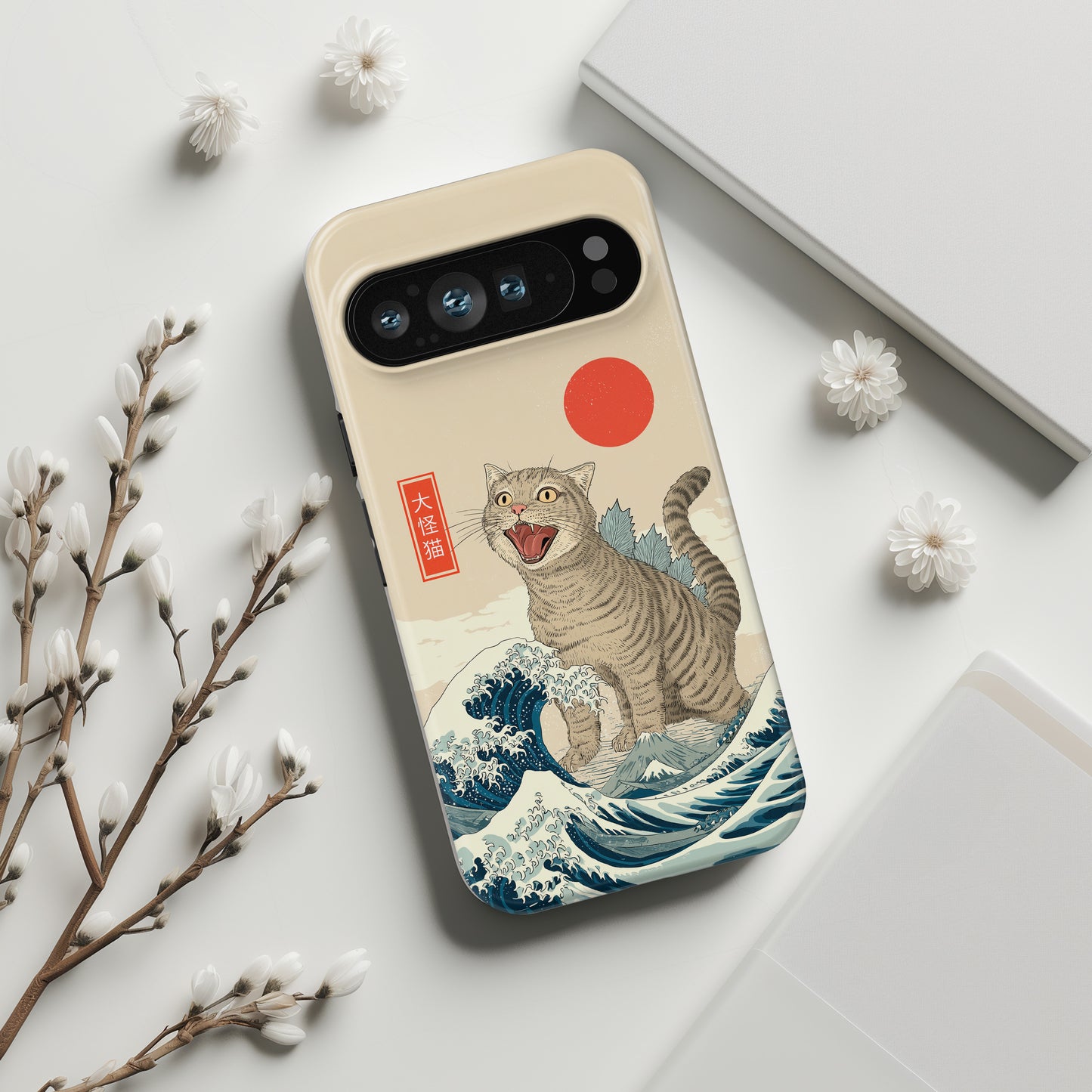 The Roaring Neko – Ukiyo-e Parody Design Phone Case for Google Pixel