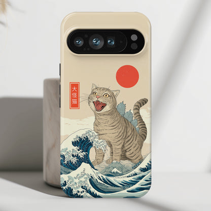 The Roaring Neko – Ukiyo-e Parody Design Phone Case for Google Pixel