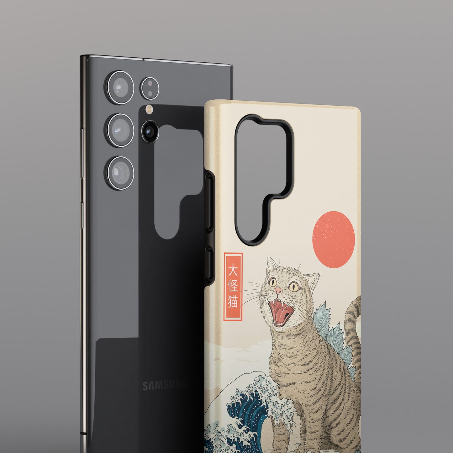 The Roaring Neko – Ukiyo-e Parody Design Phone Case for Galaxy S series Phones