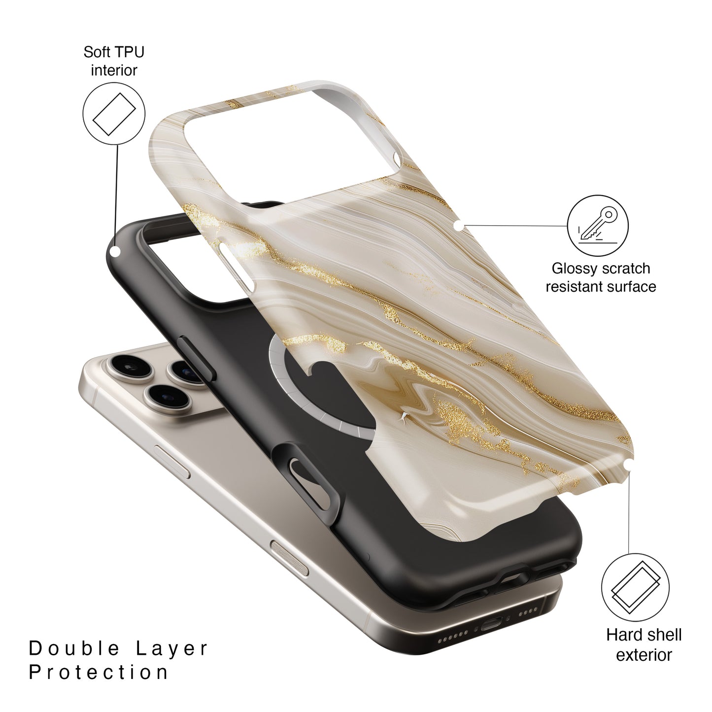 Luxury Gold Marble Case for iPhone