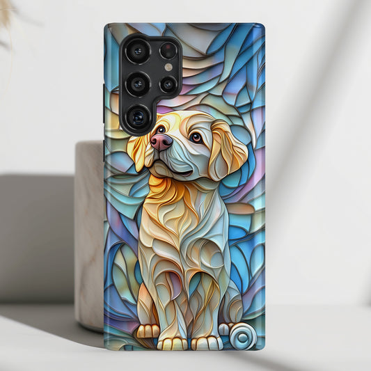 Golden Retriever Puppy Stained Glass Design Phone Case for Galaxy S series Phones