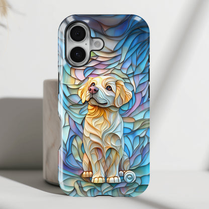 Golden Retriever Puppy Stained Glass Design iPhone Case