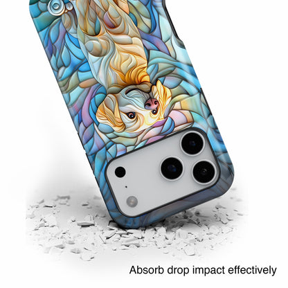Golden Retriever Puppy Stained Glass Design iPhone Case