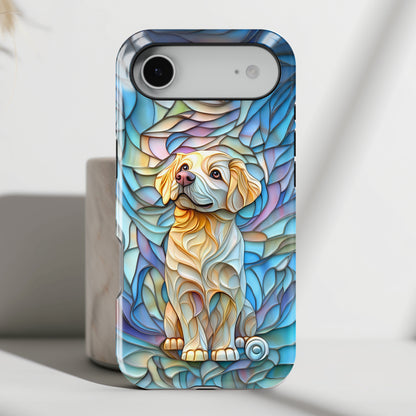 Golden Retriever Puppy Stained Glass Design iPhone Case