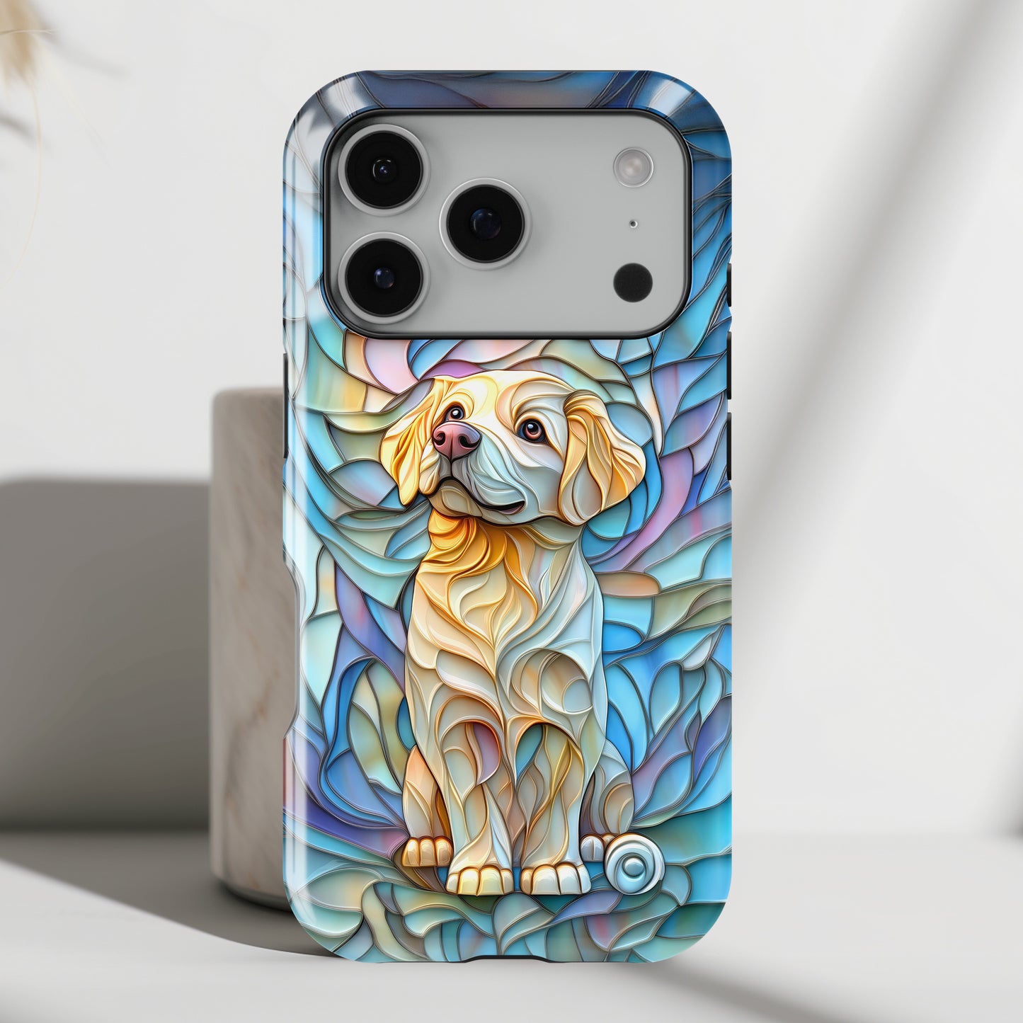Golden Retriever Puppy Stained Glass Design iPhone Case