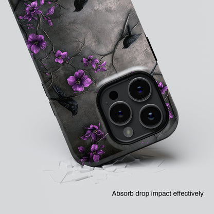 Gothic Purple Flower Tree Dark Fantasy Design iPhone Case