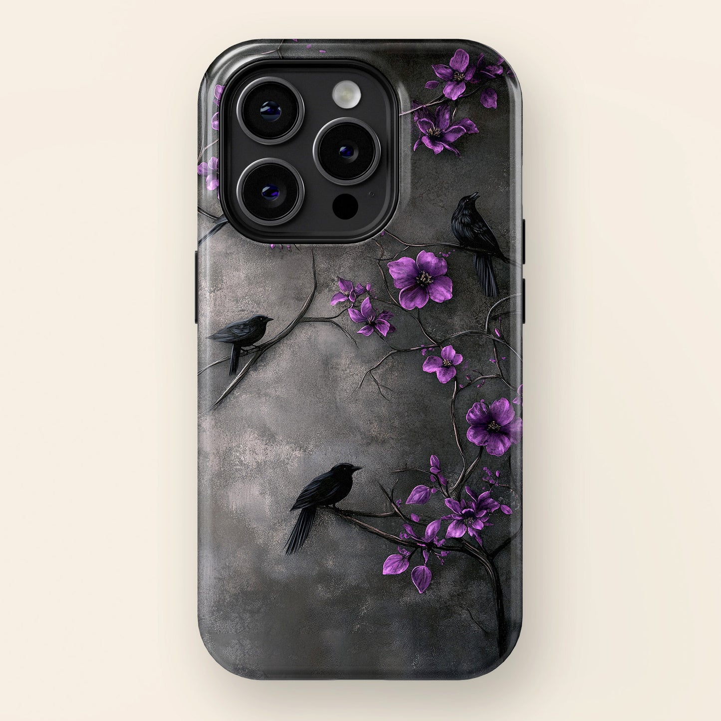 Gothic Purple Flower Tree Dark Fantasy Design iPhone Case