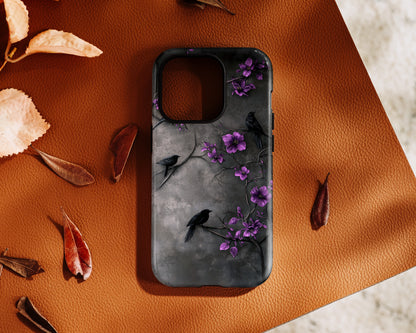 Gothic Purple Flower Tree Dark Fantasy Design iPhone Case