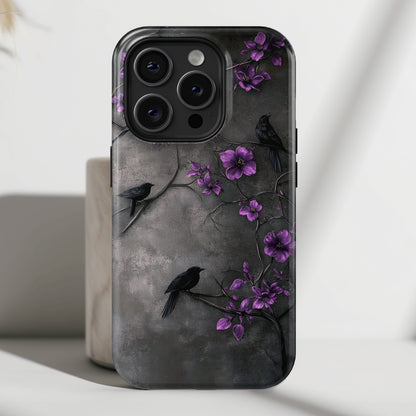 Gothic Purple Flower Tree Dark Fantasy Design iPhone Case