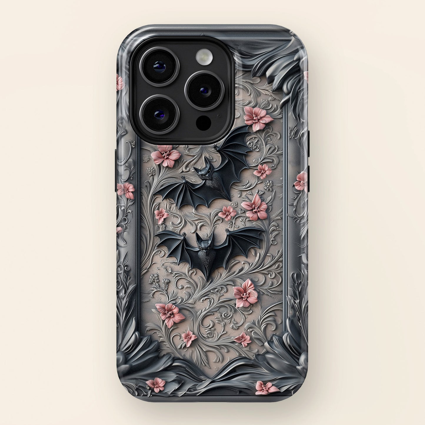 Gothic Victorian Style Bats Design iPhone Case