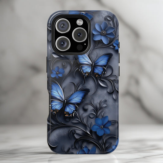 Gothic Floral Butterflies Design iPhone Case