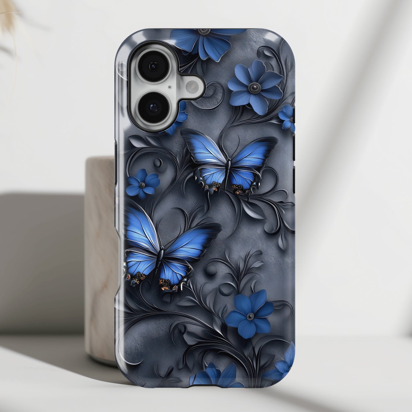 Gothic Floral Butterflies Design iPhone Case