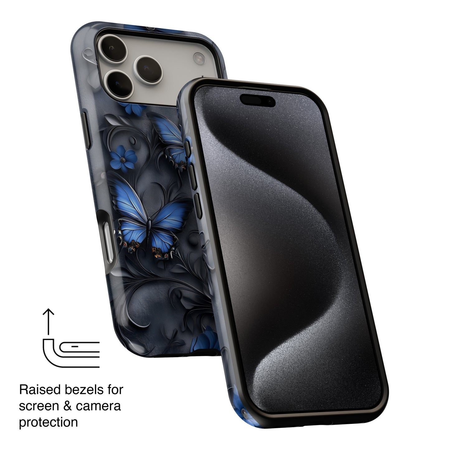 Gothic Floral Butterflies Design iPhone Case