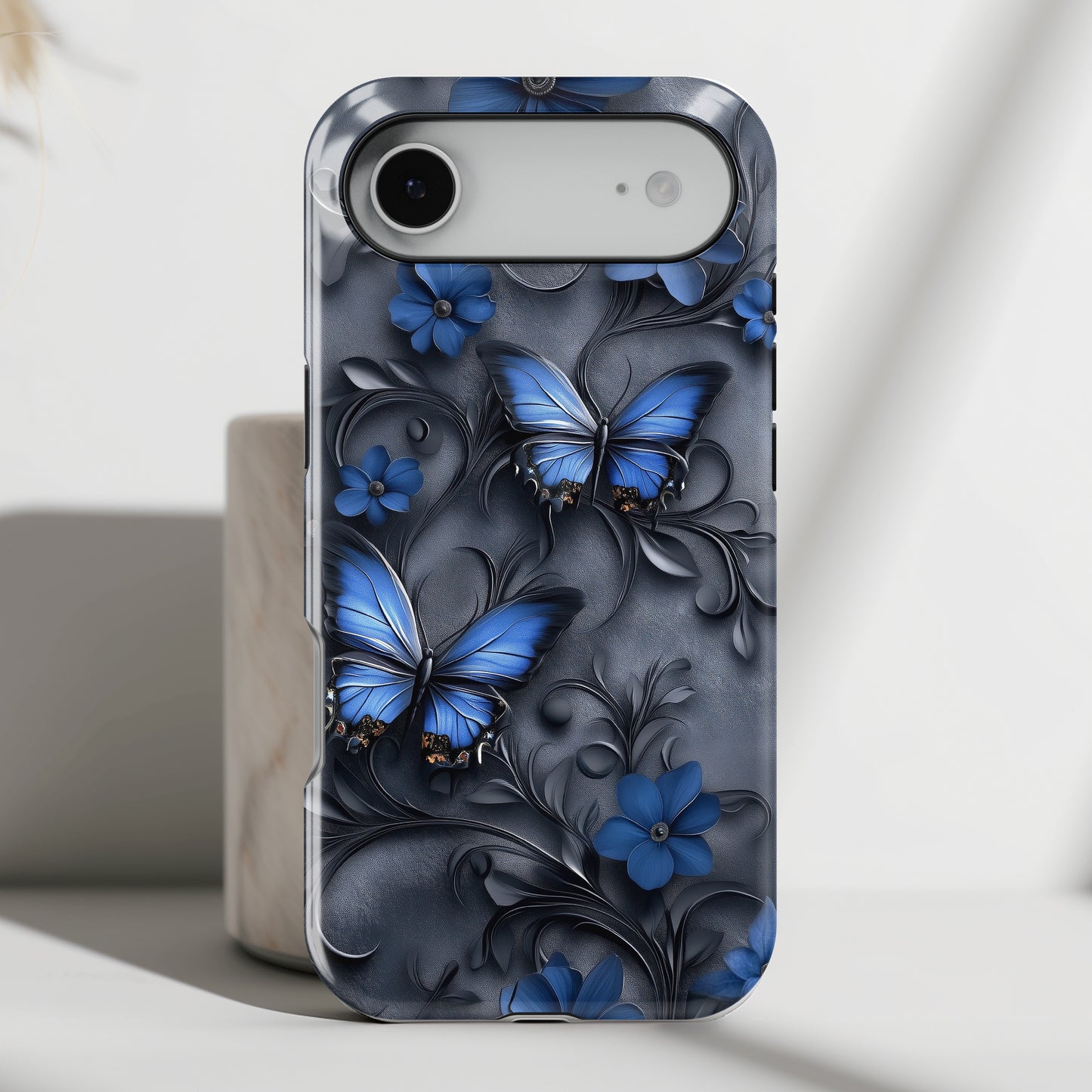 Gothic Floral Butterflies Design iPhone Case