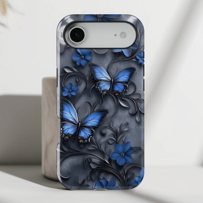 Gothic Floral Butterflies Design iPhone Case
