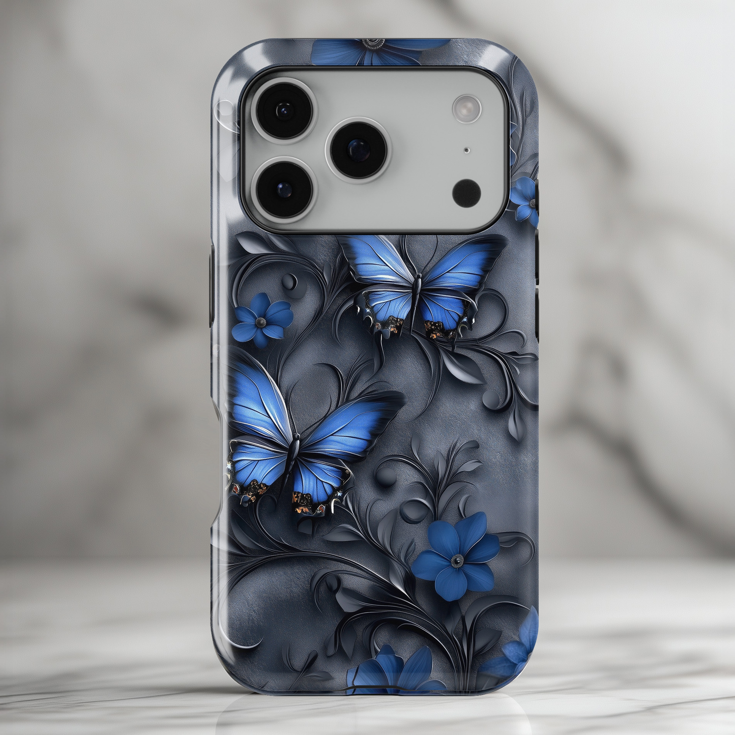 Gothic Floral Butterflies Design iPhone Case