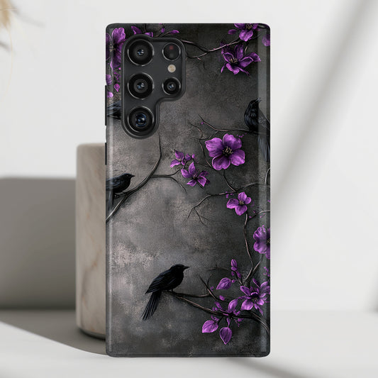 Gothic Purple Flower Tree Dark Fantasy Design Case for Galaxy S series Phones